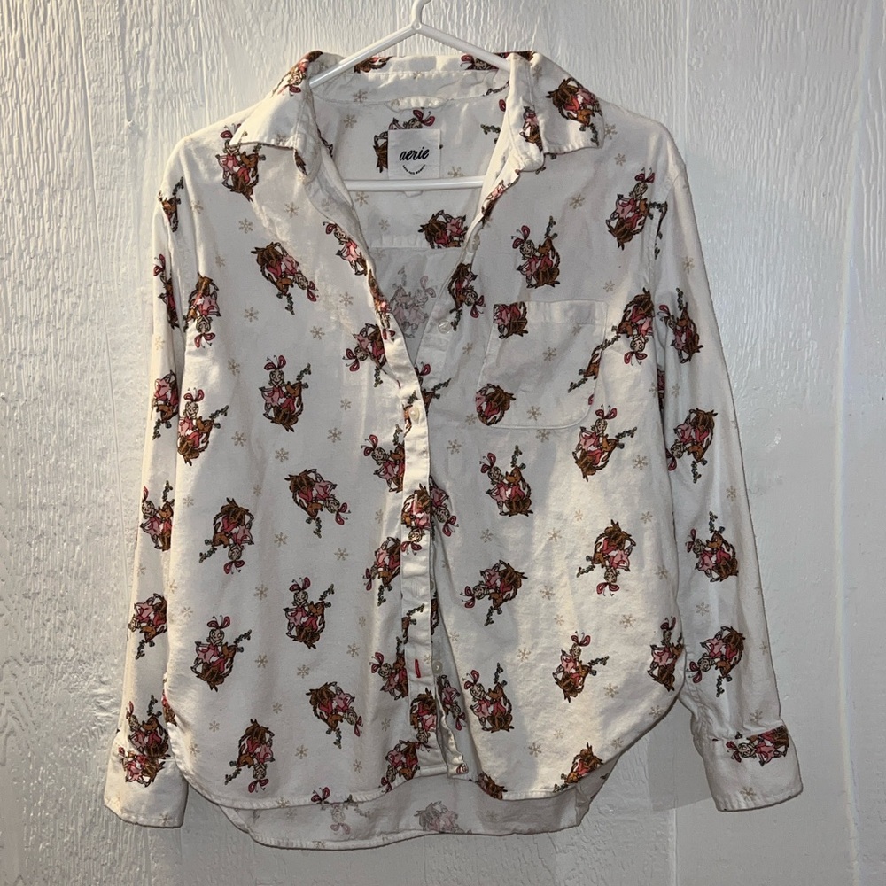 Aerie Women’s Flannel Pajama Top – XS – Christmas